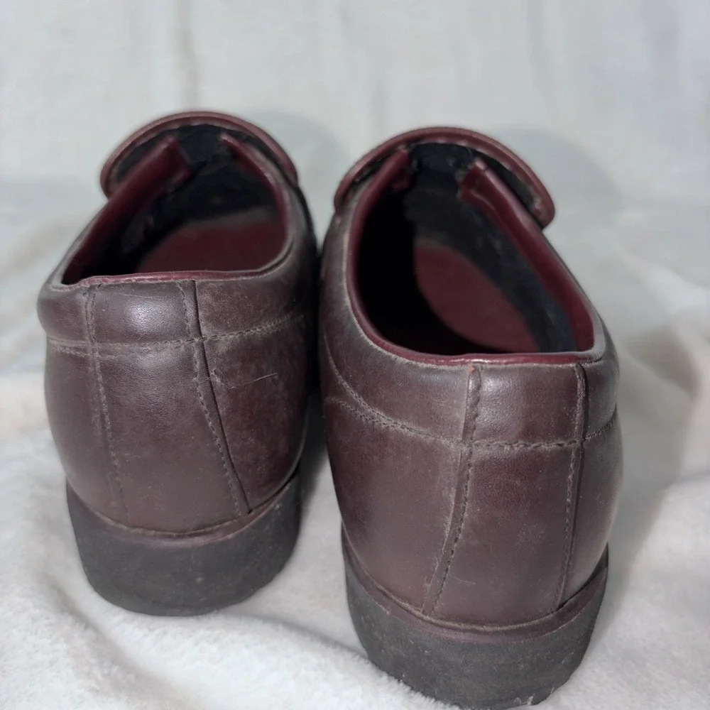Vtg Dark Brown Goodyear Leather Loafers 9 Comfort Slip‎ On Moc Toe Braided 80s